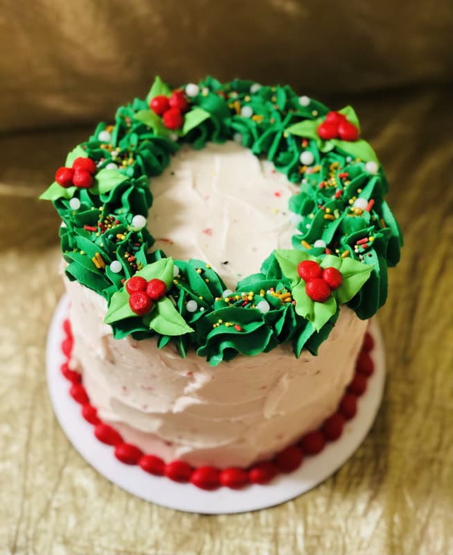 Holiday decorated spice cake