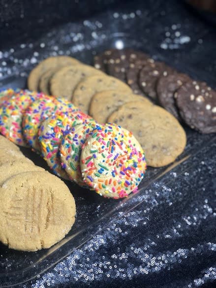 Tray of decorated sugar cookies